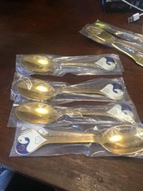 Xmas spoons sterling old new stock
