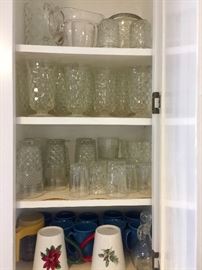 American Fostoria Glasses and Pitcher also pressed glass vintage pieces