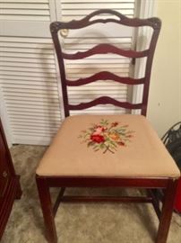 Needlepoint Bottom Mahogany Antique Chair