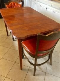 Old Solid Wooden Kitchen Table w/ leaf and 4 chairs 