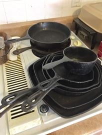 Cast Iron skillets in various sizes and makers 