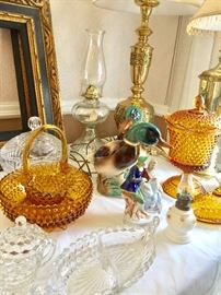 Amber Fenton Hobnail & American Fostoria 