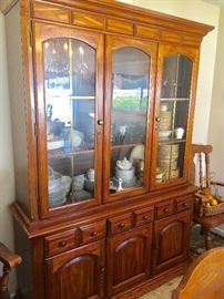 Solid Wood Dining Room Suite with China Cabinet , Table and 6 Heavy Chairs