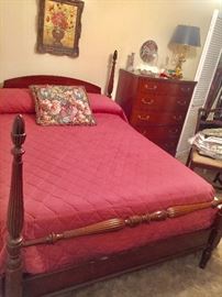 Antique 4 Poster Mahogany Bed   Tall Solid Mahogany Antique Chest 