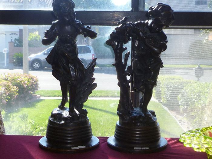 Pair Moreau bronzes.