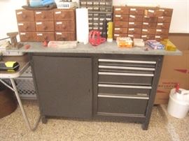 Work Bench and wood hardware storage units