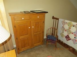 Pair of two drawers over two doors Oak storage cabinet.