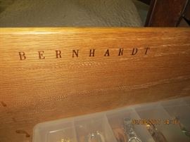 Bernhardt Mfg. Bedroom suite King Size bed, Two matching serpentine style three drawer chests and impressive Armoire