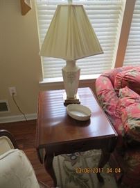 LENOX Table lamp  and Drop leaf end table with one drawer plus Lenox serving bowl