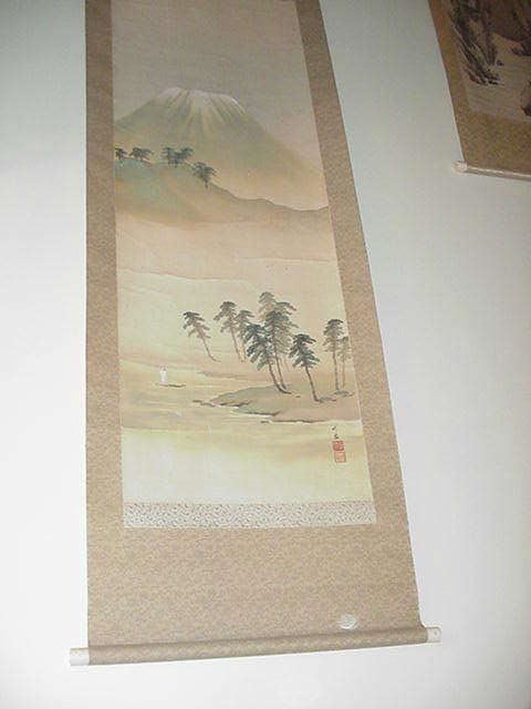 Japanese hand-painted scroll on silk, pre-WWII