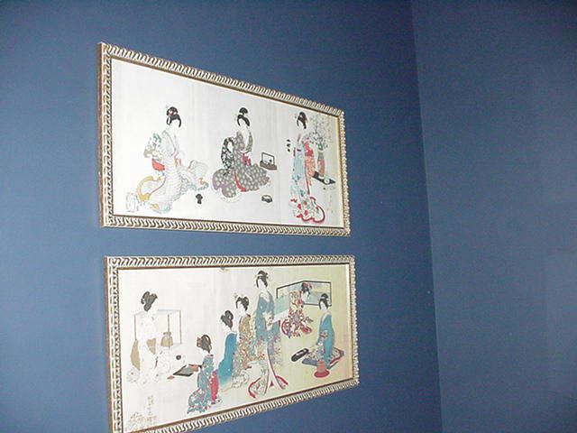 Japanese silk hand-painted scenes