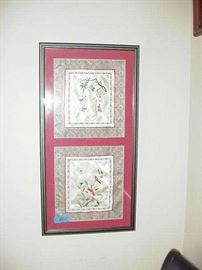 Framed Chinese silk panels