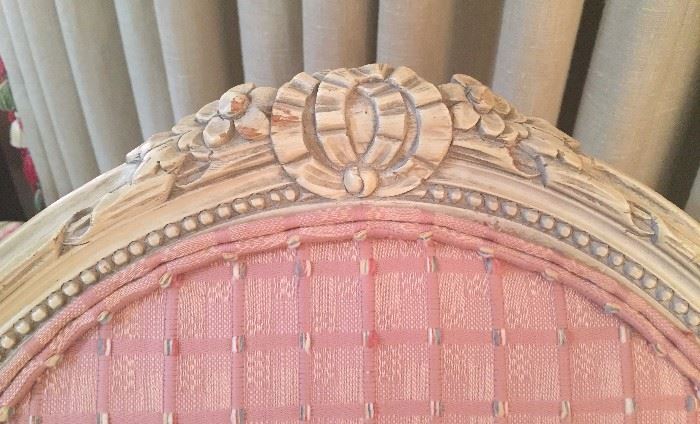 Detail of back rail of French chair.