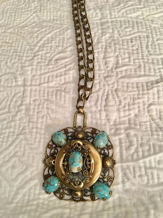 Turquoise/brass necklace