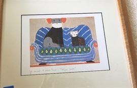 Dog and cat framed print