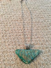 Glass pendant on sterling chain
