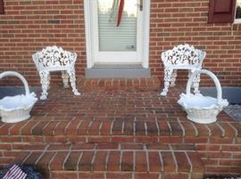 Iron Chairs & Cement Planters