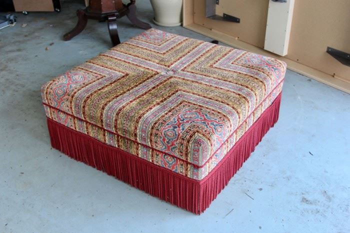 Custom Fabric Ottoman. Shop now at www.SimplyEstated.com!