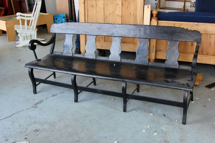 Antique Pine Painted Bench. Shop now at www.SimplyEstated.com!