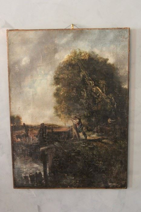 18th/19th C. Oil on Canvas Painting. Shop now at www.SimplyEstated.com!