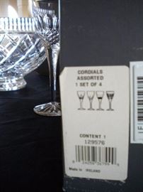 Waterford crystal cordials assorted set of four. New in box.