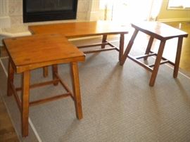 Solid wood matching coffee and 2 end tables great condition!
