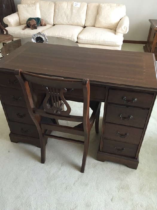 Antique mahogany desk and chair