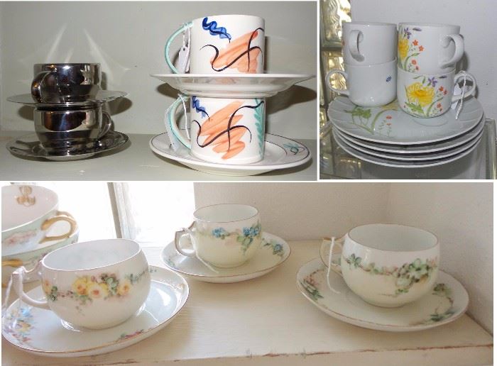 Shabby Chic cup and saucer sets, hostess sets