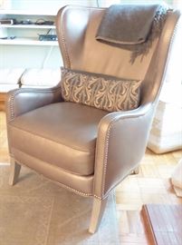 Amazing leather wing back chair by Massoud.  Beautiful!
