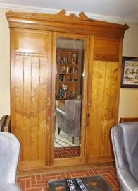 Large Wood Closet Armoire with mirror.  Not pictured:  Wall length closet armoire