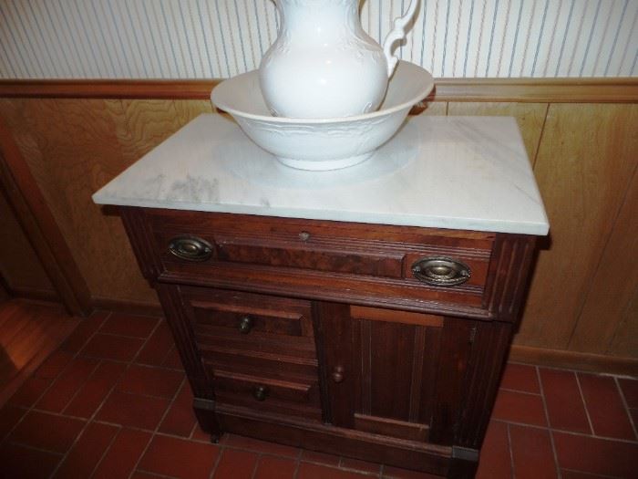 Antique washstand with marble top