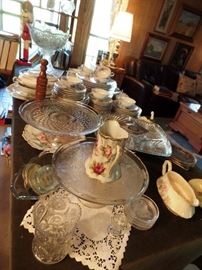 A selection of crystal and vintage dishes