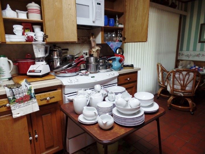 View of the kitchen with 1960's German dish set 
