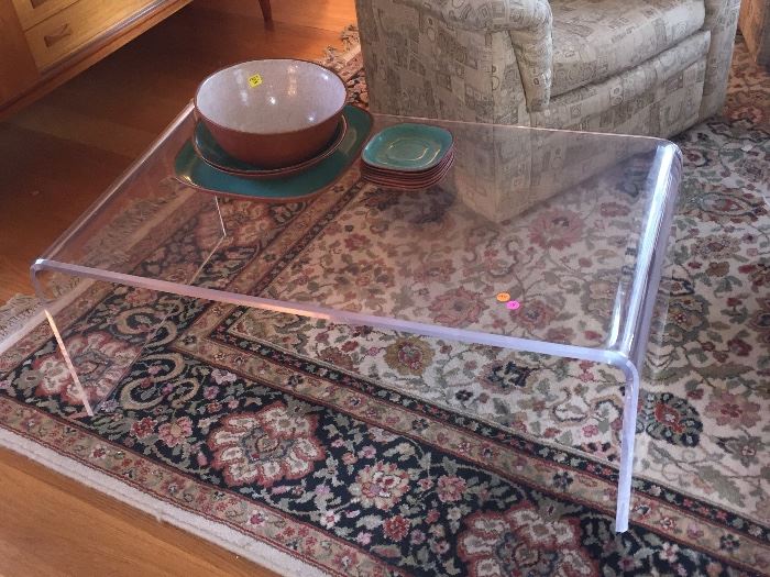 Vintage lucite waterfall coffee table
