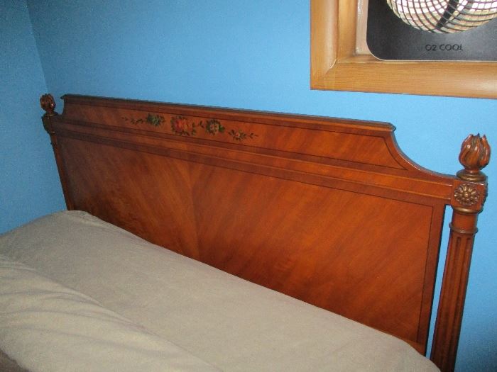 Antique Double Bed Frame with fancy finials.