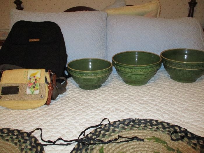 Antique Green Bowls and purses
