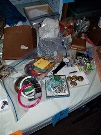 Bags of misc jewelry and a nice variety of jewelry boxes