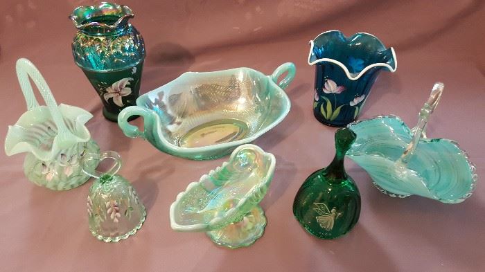 Green Fenton Glass, and other Art Glass