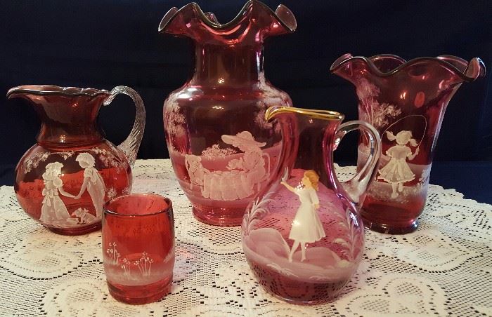 Mary Gregory Cranberry Glass