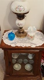 Fenton Lamp, Small End Table Display Case.