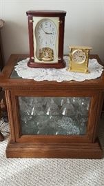 China Cabinet End Table and Crystal 