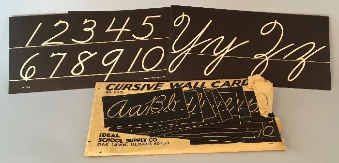 Vintage Ideal School Supply Cursive Wall Card 