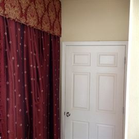 One of two Red Valances and Curtain