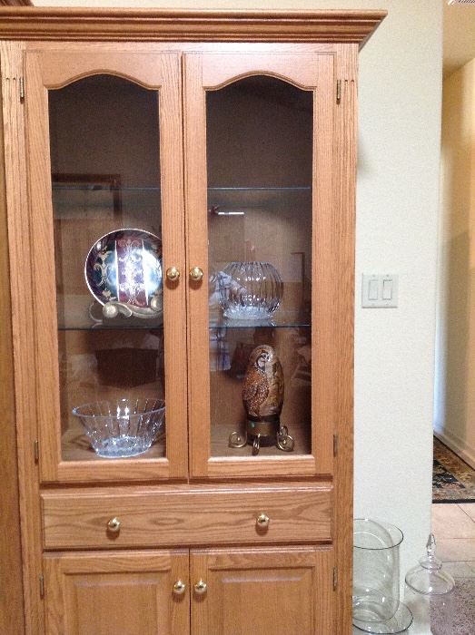 One section of the Solid Oak Custom 3 piece Entertainment Center/Curio Cabinet.  Pieces can be sold individually.