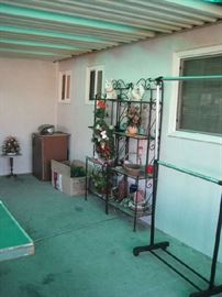 Garden racks and decorations.