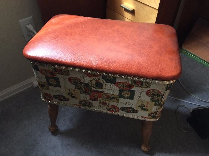 Adorable! Mid century sewing storage foot stool