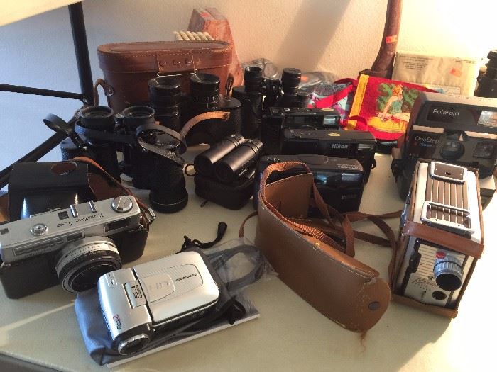 Selection of cameras and binoculars 