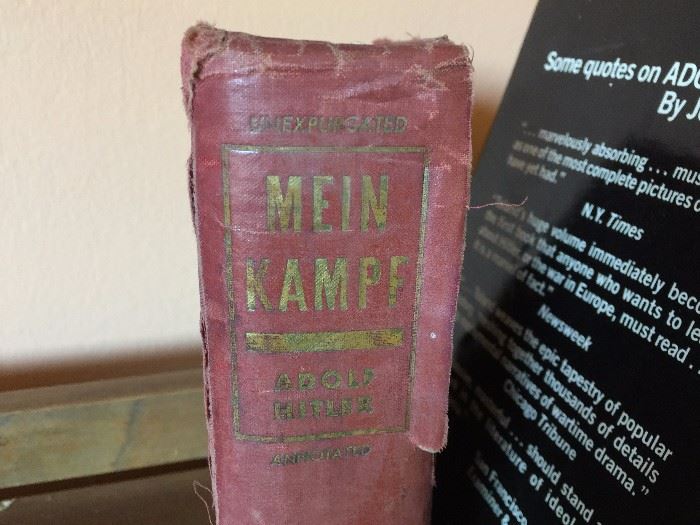 Large selection of Hitler history books including rare 1930's Mein Kampf