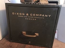 Vintage Dixon Paper & Company metal file drawer box