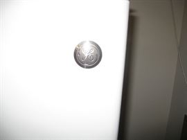 GE fridge in basement logo